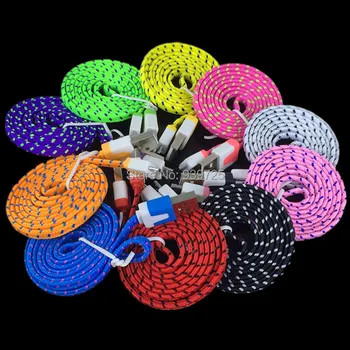 200pcs/lot 1M Colorful Flat Noodles nylon v8 cable Accessory Bundles For samsung for htc for blackberry
200pcs/lot 1M Colorful Flat Noodles nylon v8 cable Accessory Bundles For samsung for htc for blackberry