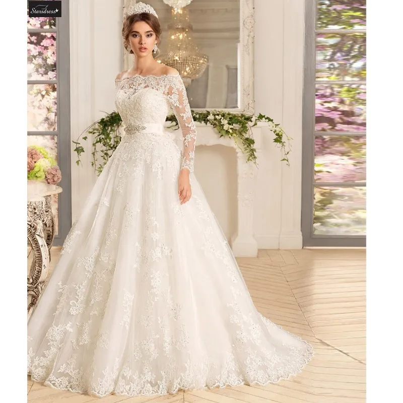 Luxury Boat Neck Appliques Beaded Long Sleeve Puffy Prom Gown Off The Shoulder Button A-Line Wedding Party Dress
Luxury Boat Neck Appliques Beaded Long Sleeve Puffy Prom Gown Off The Shoulder Button A-Line Wedding Party Dress