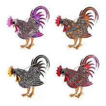 1 Pc Cristal Rhinestone Galo Frango Galinha Fazenda Animal Broche Pin Bijuteria Para As Mulheres(China)