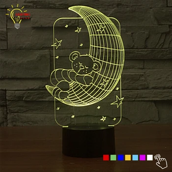 3D Lamp for Baby Bedroom LED Lighting Bear on Moon Star Night Light Luminaria Color Change Cartoon Bedside Nightlight for Child
3D Lamp for Baby Bedroom LED Lighting Bear on Moon Star Night Light Luminaria Color Change Cartoon Bedside Nightlight for Child
