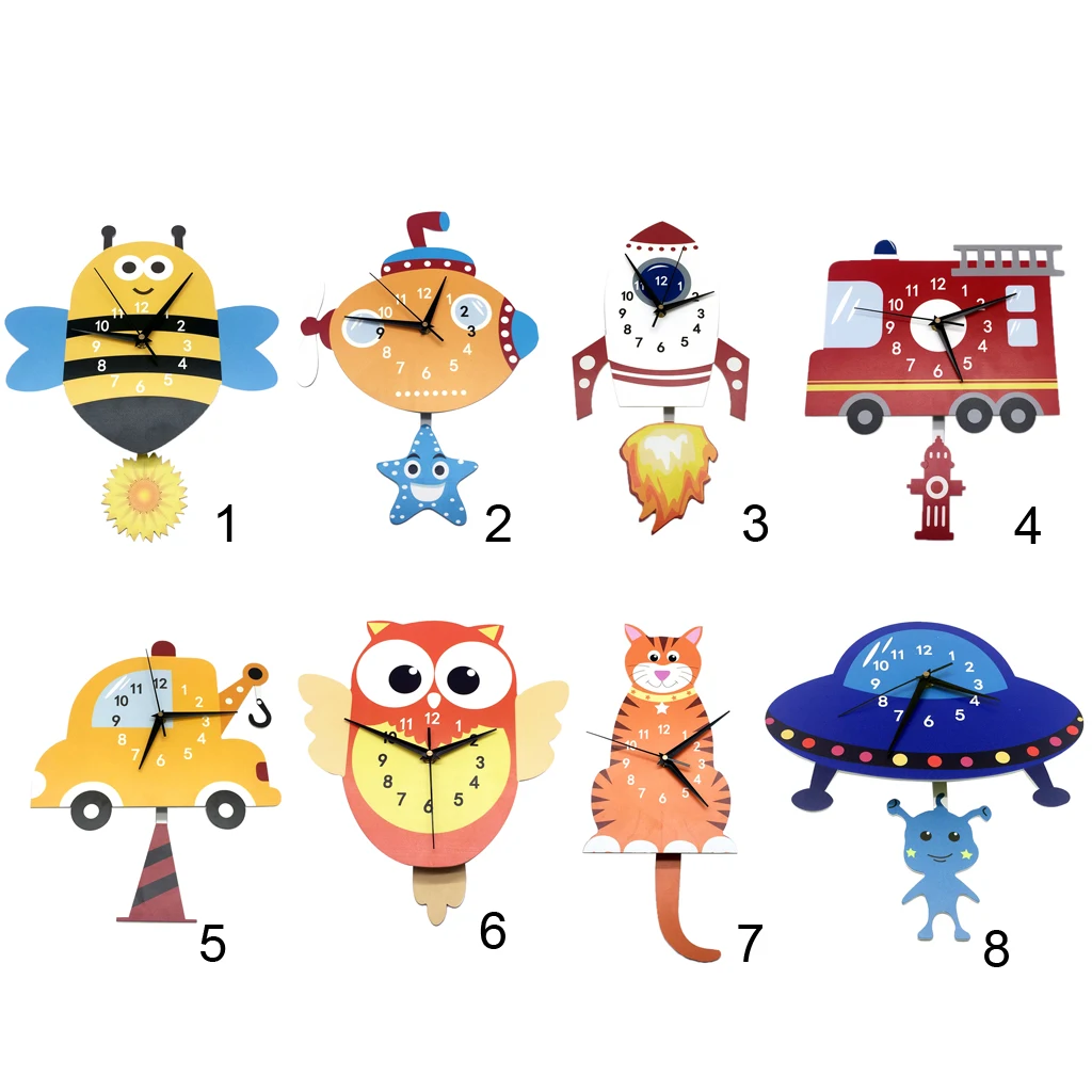 Japanese Adorable Pendulum Clock Funny Crafts Swinging Tail Wall Clock Kit for Kid's Nursery Children's Bedroom Decor