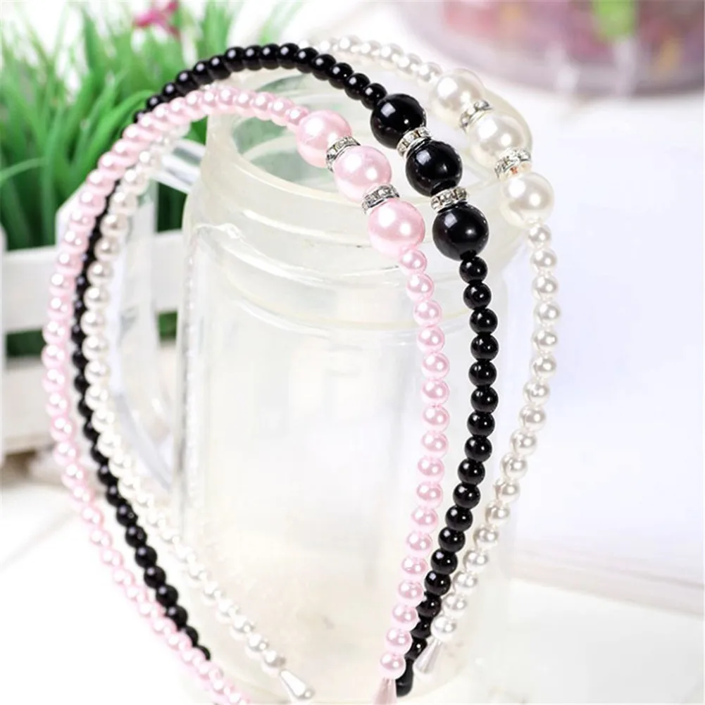 

1Pcs Korean Girls Headbands Fashion Artificial Pearl Hair Hoop Cute Hair Accessory Womens Pink 2019 New Hot Fashion Headbands