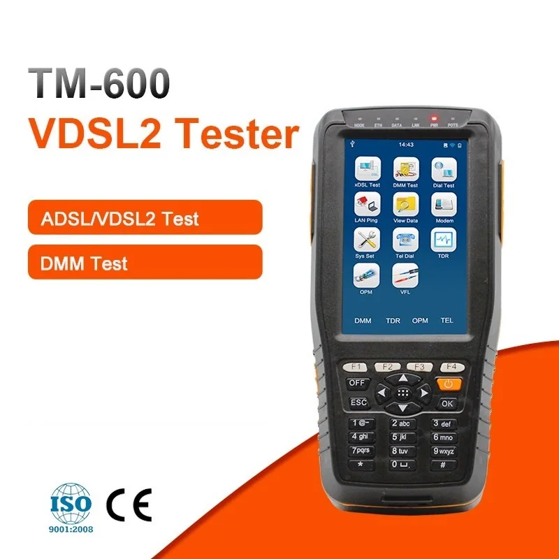 TM-600 Basic VDSL VDSL2 Tester for xDSL Line test and Maintenance Tools (ADSL/ADSL2/ADSL2+/VDSL2 /READSL with DMM Function)
TM-600 Basic VDSL VDSL2 Tester for xDSL Line test and Maintenance Tools (ADSL/ADSL2/ADSL2+/VDSL2 /READSL with DMM Function)