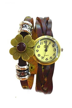 YCYS-Women's Retro Weave Wrap Flower Faux Leather Bracelet Wrist Watch Brown 
YCYS-Women's Retro Weave Wrap Flower Faux Leather Bracelet Wrist Watch Brown