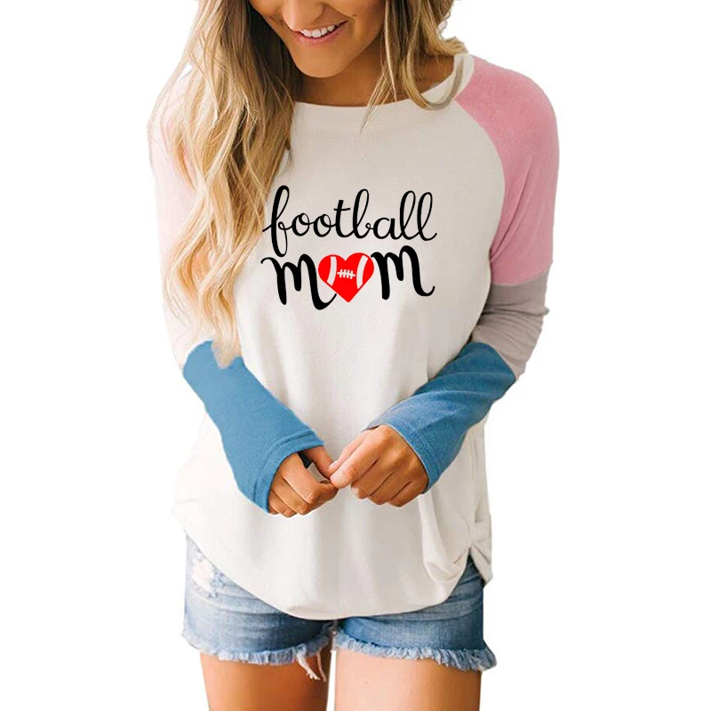 Spring Football Mom Heart Print Splice T-Shirt Female Harajuku Punk Mother Day Gift Long Sleeve Sexy Tops Women Silicone Tees
Spring Football Mom Heart Print Splice T-Shirt Female Harajuku Punk Mother Day Gift Long Sleeve Sexy Tops Women Silicone Tees