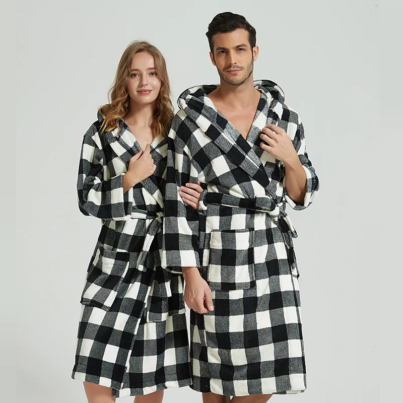 Hooded robe flannel lovers nightgown men women bathrobes coral fleece thick long-sleeved pajamas home service bathrobe
Hooded robe flannel lovers nightgown men women bathrobes coral fleece thick long-sleeved pajamas home service bathrobe