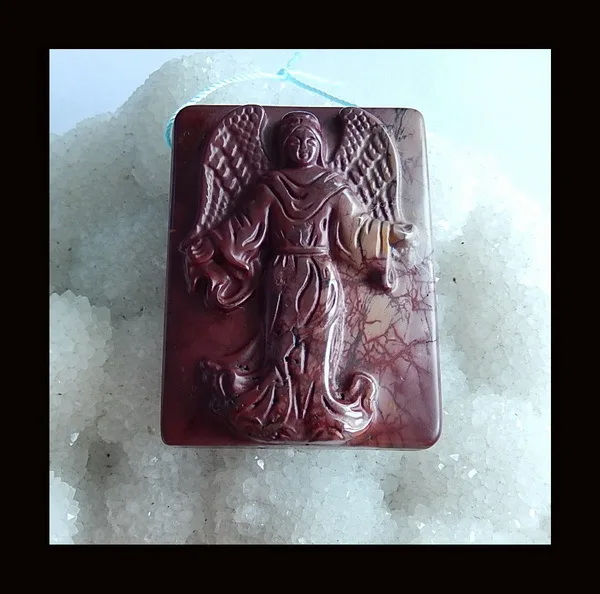 Wholesale gemstone,Carved Angel Mookite Jasper Angel Pendant Bead,50x38x12mm,42.1g
Wholesale gemstone,Carved Angel Mookite Jasper Angel Pendant Bead,50x38x12mm,42.1g