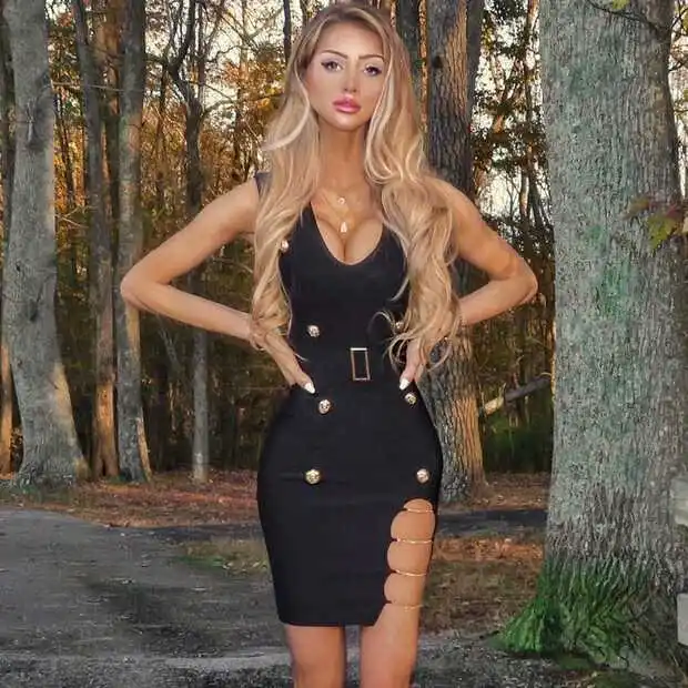 KLEEZY 2019 New Summer Deep V Black Hollow Out Sashes Club Dress Vestidos Women Bandage Dress Sexy Celebrity Evening Party Dress
KLEEZY 2019 New Summer Deep V Black Hollow Out Sashes Club Dress Vestidos Women Bandage Dress Sexy Celebrity Evening Party Dress