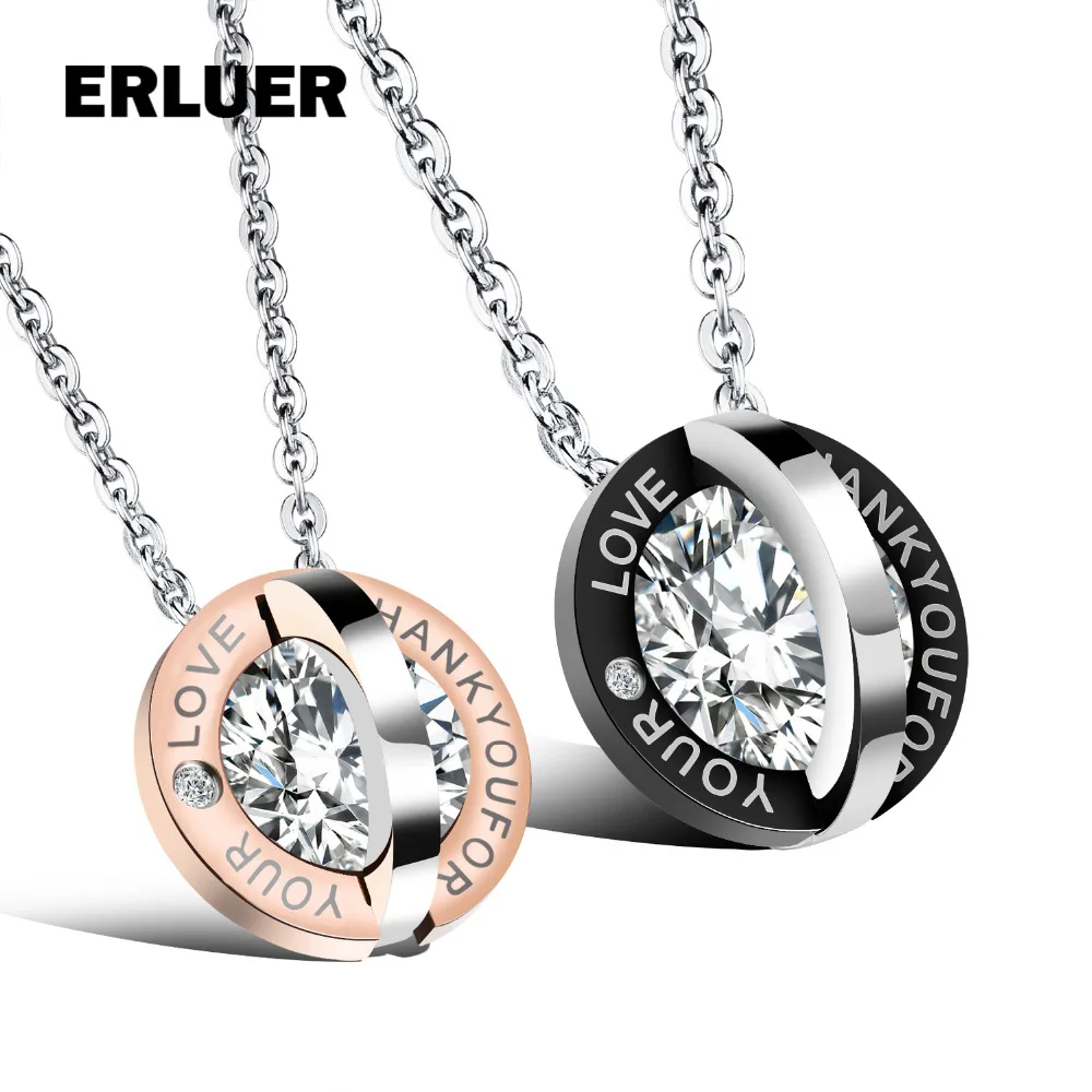 ERLUER Stainless Steel Couples Necklace For Women Men Crystal Round Pendant Charm Necklaces & Pendants lovers Gift Jewelry
ERLUER Stainless Steel Couples Necklace For Women Men Crystal Round Pendant Charm Necklaces & Pendants lovers Gift Jewelry