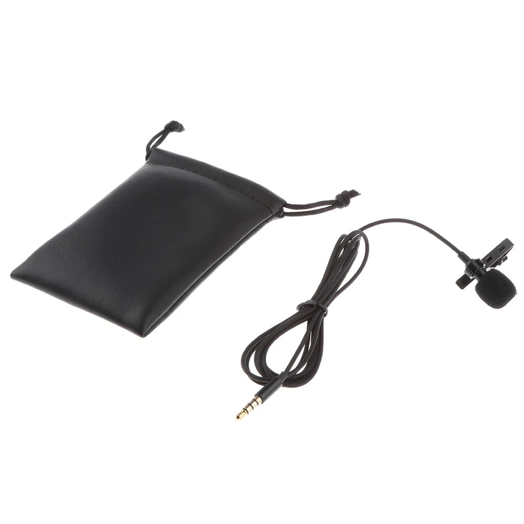 Wired 3.5mm Lapel Lavalier Microphone Condenser Mic with Small Bag for Audio Smartphone Recording
