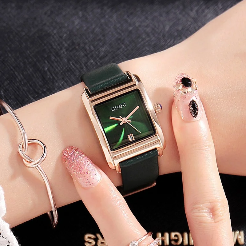 Dropshipping Fashion Green Square Dial Ladies Watch Simple Calendar Function Female Watches Leather Strap Quartz Women's Watch
Dropshipping Fashion Green Square Dial Ladies Watch Simple Calendar Function Female Watches Leather Strap Quartz Women's Watch