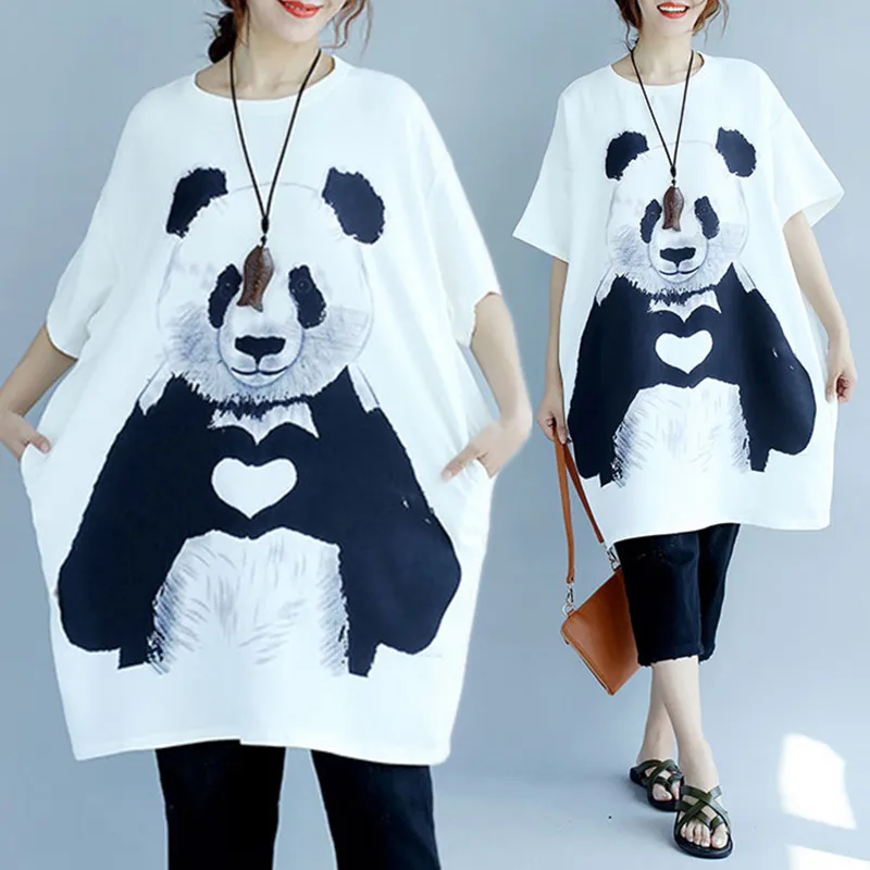 BIG SIZE 5XL New Summer Women Fashion Chinese Panda Tops Tee Lady Female Plus Large Short Sleeve Loose Oversized T shirt Blusas
BIG SIZE 5XL New Summer Women Fashion Chinese Panda Tops Tee Lady Female Plus Large Short Sleeve Loose Oversized T shirt Blusas