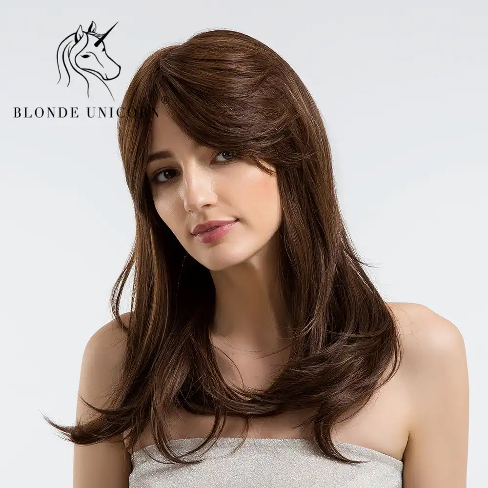 Blond Edinorog Elegantnyj 22 Dyujma Dlinnye Volosy Parik Naturalnye Volnistye Volosy S Bokovym Chelom Temno Korichnevyj 30 Chelovecheskih Volos Dyshashij Parik Dlya Zhenshin Aliekspress