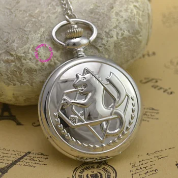 

Fullmetal Alchemist Pocket Watch necklace women Cosplay Edward Elric with Chain Anime Boys Gift New Silver Tone lady fob watches