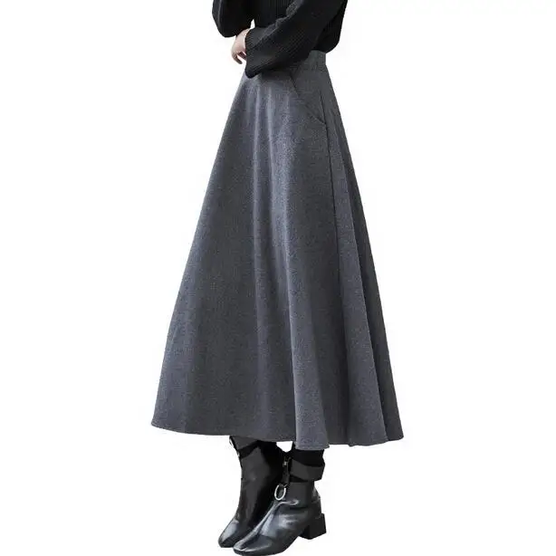 Autumn Winter Wram Thick Women Woolen Skirt Elastic High Waist Skirts A-line Wool Skirts Female Long Big Swing Skirt DF813
Autumn Winter Wram Thick Women Woolen Skirt Elastic High Waist Skirts A-line Wool Skirts Female Long Big Swing Skirt DF813