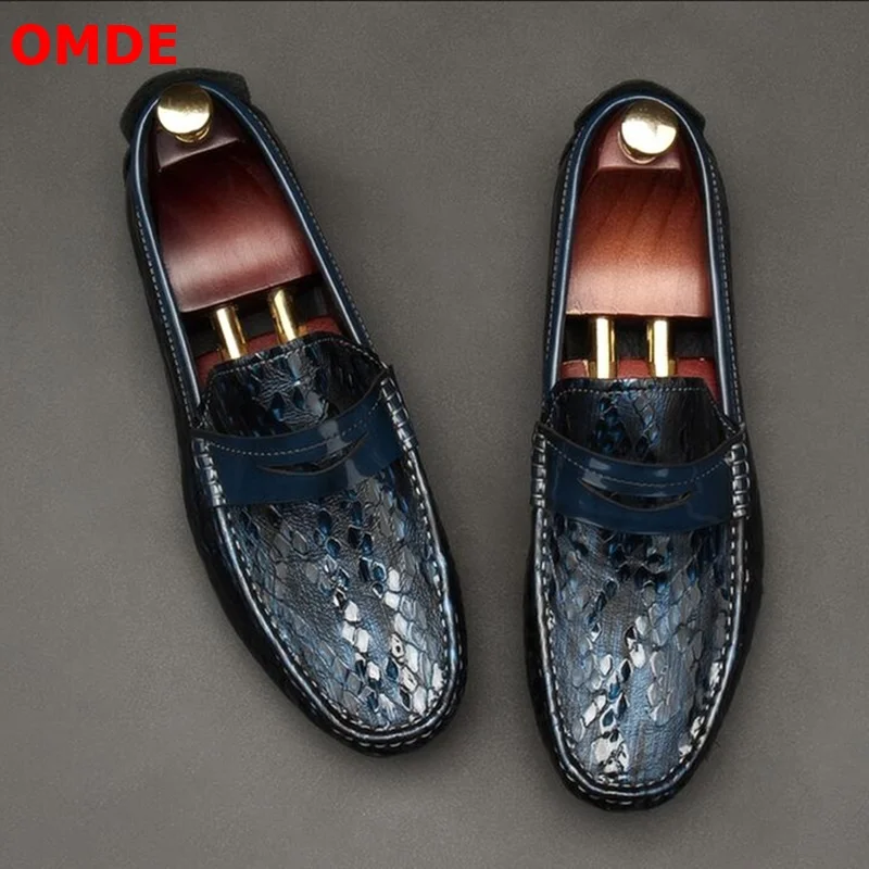 Лоферы OMDE мужские из лакированной кожи Роскошные Мокасины повседневная обувь