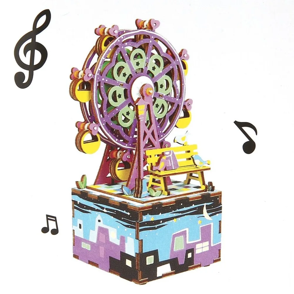 DIY 3D Wooden Puzzle Bidirectional Music Box Ferris Wheel Clockwork Kids Toys Christmas Gift Home Craft Decoration
DIY 3D Wooden Puzzle Bidirectional Music Box Ferris Wheel Clockwork Kids Toys Christmas Gift Home Craft Decoration