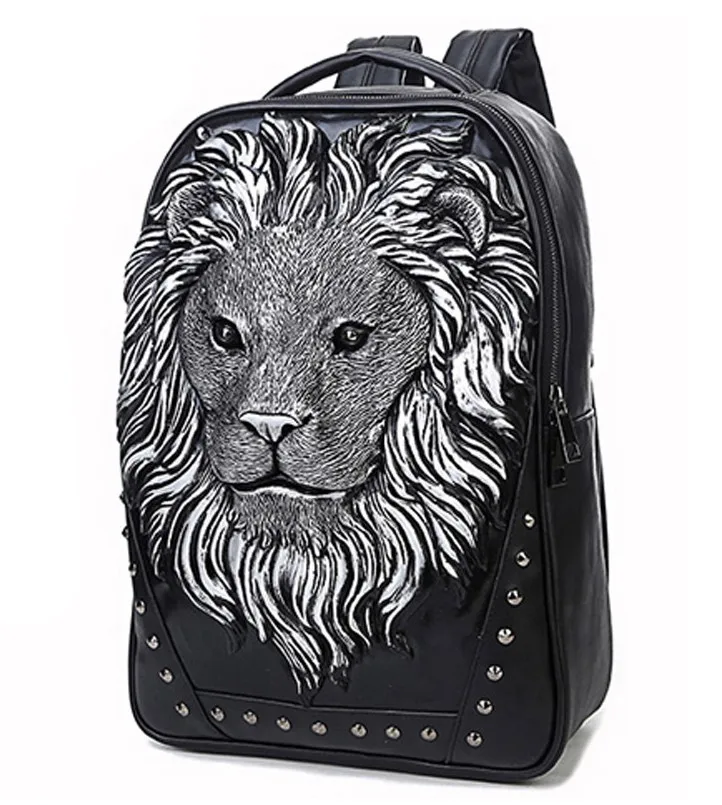 unisex casual backpack Lion head rivet computer bag 3D animal prints beast Relief bag
unisex casual backpack Lion head rivet computer bag 3D animal prints beast Relief bag
