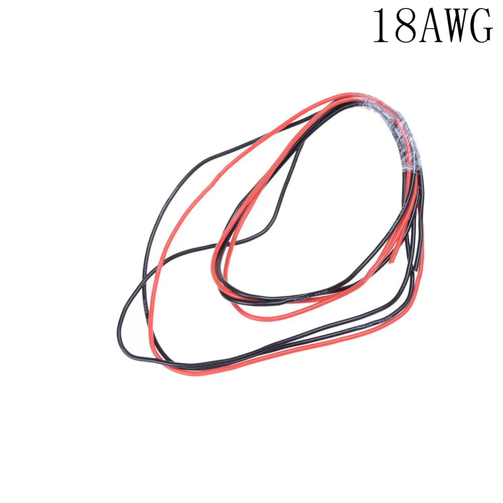 Новый красный + 1 м черный силиконовый провод 12AWG 14AWG 16AWG 22AWG 24AWG термостойкий мягкий