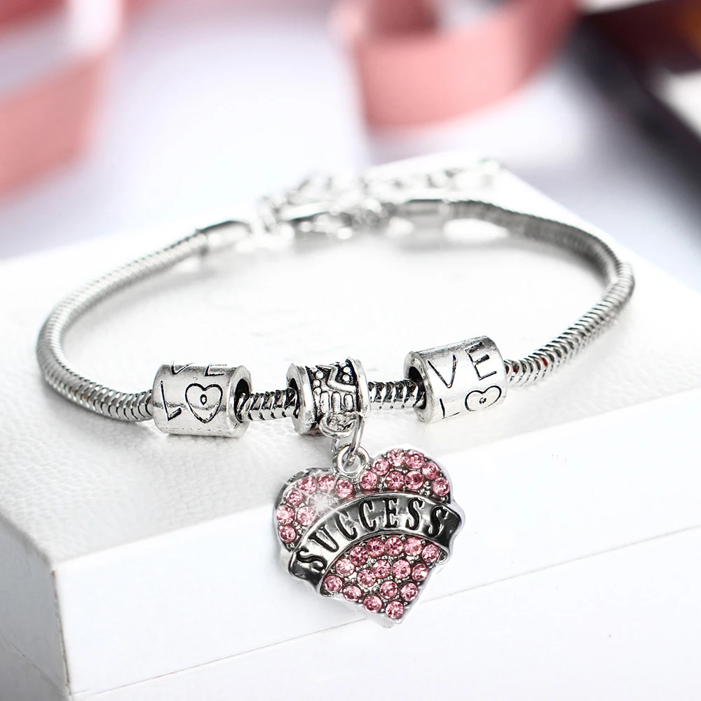 Inspirational Bracelet SUCCESS Crystal Heart Charm Bracelets Women Men Friends BFF Bangle Family Gifts Love Beads Chain Jewelry
Inspirational Bracelet SUCCESS Crystal Heart Charm Bracelets Women Men Friends BFF Bangle Family Gifts Love Beads Chain Jewelry