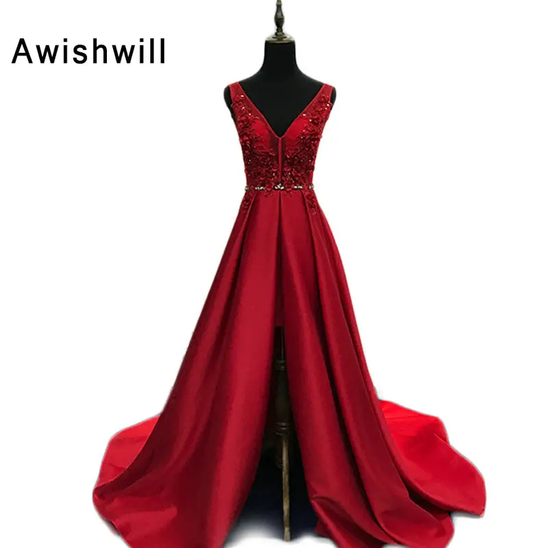Real Photo Asymmetrical Sleeveless Red Evening Dresses V-neck Open Back Women Prom Formal Dress Evening Gown Robe De Soiree
Real Photo Asymmetrical Sleeveless Red Evening Dresses V-neck Open Back Women Prom Formal Dress Evening Gown Robe De Soiree