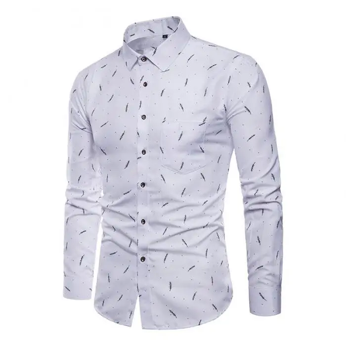 Men's Shirt Lapel Long Sleeve Printing Casual Slim Gift For Business Party Dating XIN-Shipping Men's Shirt Lapel Long Sleeve Printing Casual Slim Gift For Business Party Dating XIN-Shipping