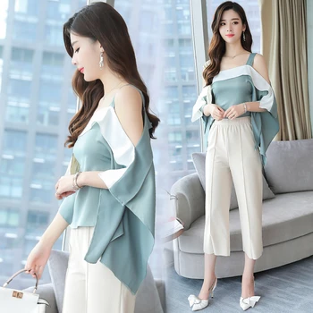 2018 summer vogue suit new batwing loose top blouse & slim cutout pants two-piece clothing set trousers fashion special lady
2018 summer vogue suit new batwing loose top blouse & slim cutout pants two-piece clothing set trousers fashion special lady