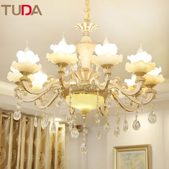 TUDA LED Chandelier Jade Zinc Alloy Chandelier Living Room Bedroom Frosted Glass Candle Crystal Chandelier E14 110V 220V
TUDA LED Chandelier Jade Zinc Alloy Chandelier Living Room Bedroom Frosted Glass Candle Crystal Chandelier E14 110V 220V