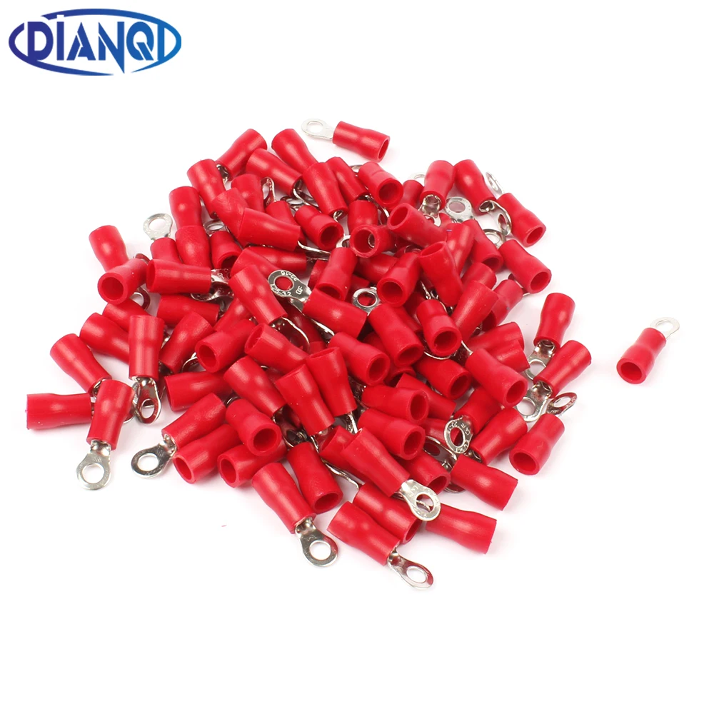 RV1.25-3 Red Ring Insulated Wire Connector Electrical Crimp Terminal Cable 100PCS RV1-3 RV | Обустройство дома