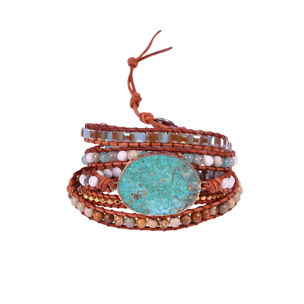 Multi-layer Winding Leather Braided Bracelet Natural Ocean Stone Women Wrap Bracelet Handmade Bohemian Bracelet Dropshipping
Multi-layer Winding Leather Braided Bracelet Natural Ocean Stone Women Wrap Bracelet Handmade Bohemian Bracelet Dropshipping