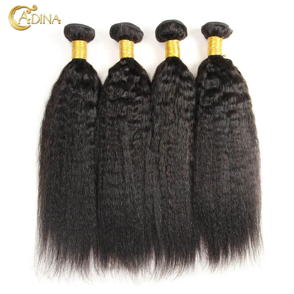 

7A Grade Indian Kinky Straight Hair Weave 4 Bundles Deals Coarse Yaki Human Hair Extensions Unprocessed Light Yaki Straight Hair
