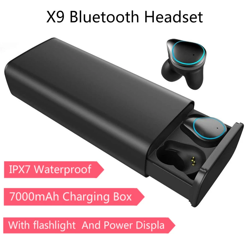 X9 TWS Bluetooth 5.0 9D Stereo Earphone Wireless Earphones IPX7 Waterproof Earphones 7000mAh with flashlight And Power Displa
X9 TWS Bluetooth 5.0 9D Stereo Earphone Wireless Earphones IPX7 Waterproof Earphones 7000mAh with flashlight And Power Displa