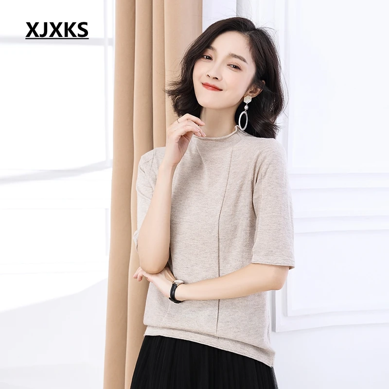 XJXKS Women T Shirt Half Sleeve O-Neck Autumn Fashion Casual T Shirt Women Top Women Fall Clothing High Quality T Shirt
XJXKS Women T Shirt Half Sleeve O-Neck Autumn Fashion Casual T Shirt Women Top Women Fall Clothing High Quality T Shirt