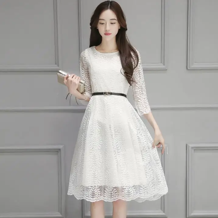 Gray,White,Pink,Black Solid Color Lace Dress Spring Autumn Women 3/4 Sleeve Party Dresses Office Lady A-Line Vestidos S-XXXL
Gray,White,Pink,Black Solid Color Lace Dress Spring Autumn Women 3/4 Sleeve Party Dresses Office Lady A-Line Vestidos S-XXXL