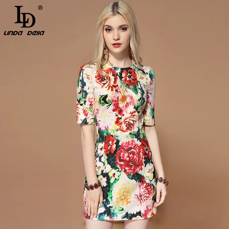 LD LINDA DELLA 2019 Fashion Runway Summer Dress Women's Short Sleeve Multicolor Floral Flower Print Slim Vintage Elegant Dress
LD LINDA DELLA 2019 Fashion Runway Summer Dress Women's Short Sleeve Multicolor Floral Flower Print Slim Vintage Elegant Dress