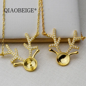 QIAOBEIGE Gorgeous Animal Elk Deer Zircon 925 sterling silver necklace pearl settings pendant necklace mounting diy jewelry make
QIAOBEIGE Gorgeous Animal Elk Deer Zircon 925 sterling silver necklace pearl settings pendant necklace mounting diy jewelry make