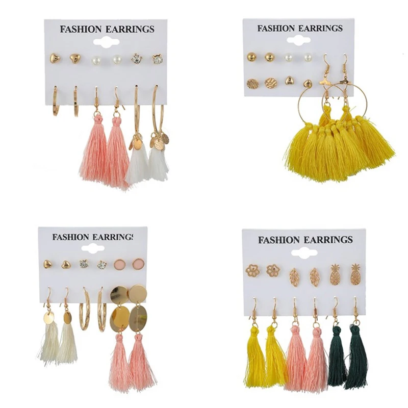 docona 6pair/1set Trendy Pearl Crystal Colorful Long Tassel Drop Dangle Earrings Set for Women Boho Penadnt Earring B21307
docona 6pair/1set Trendy Pearl Crystal Colorful Long Tassel Drop Dangle Earrings Set for Women Boho Penadnt Earring B21307