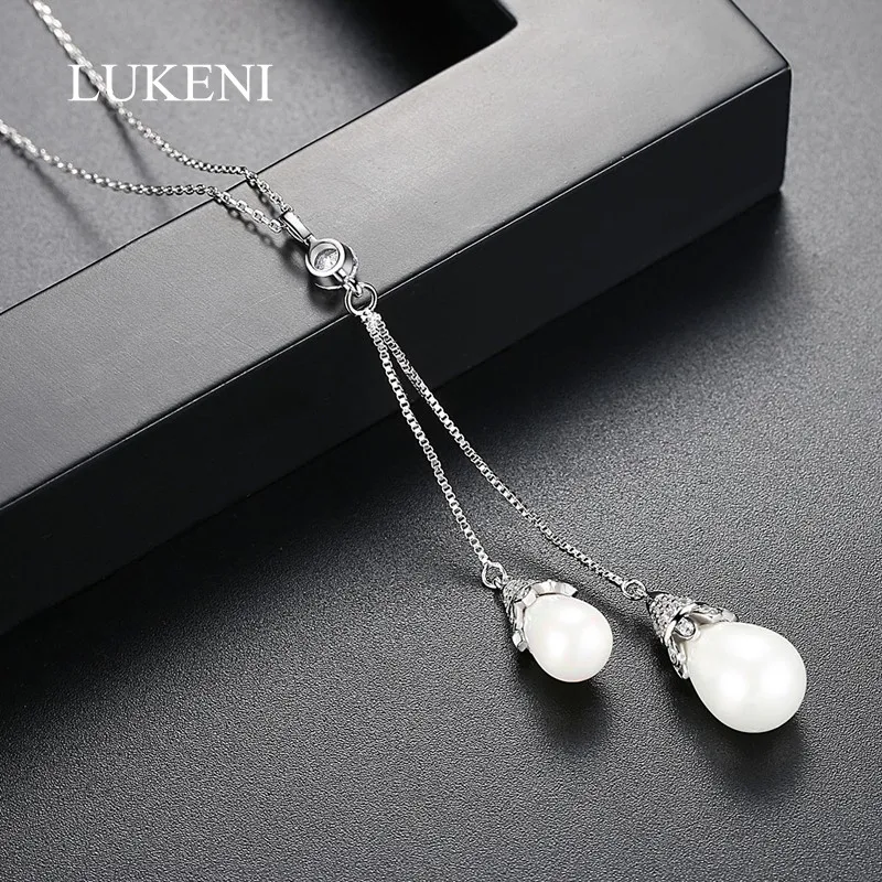 LUKENI New Design Romantic Fashion Women White Color Cubic Zircon Geometric pearl pendant Necklaces Jewelry
LUKENI New Design Romantic Fashion Women White Color Cubic Zircon Geometric pearl pendant Necklaces Jewelry