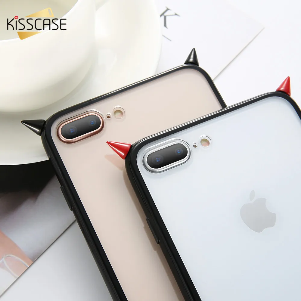 KISSCASE милый прозрачный мультяшный чехол для iPhone 6 6s 7 8 Plus Модный с рисунком демона