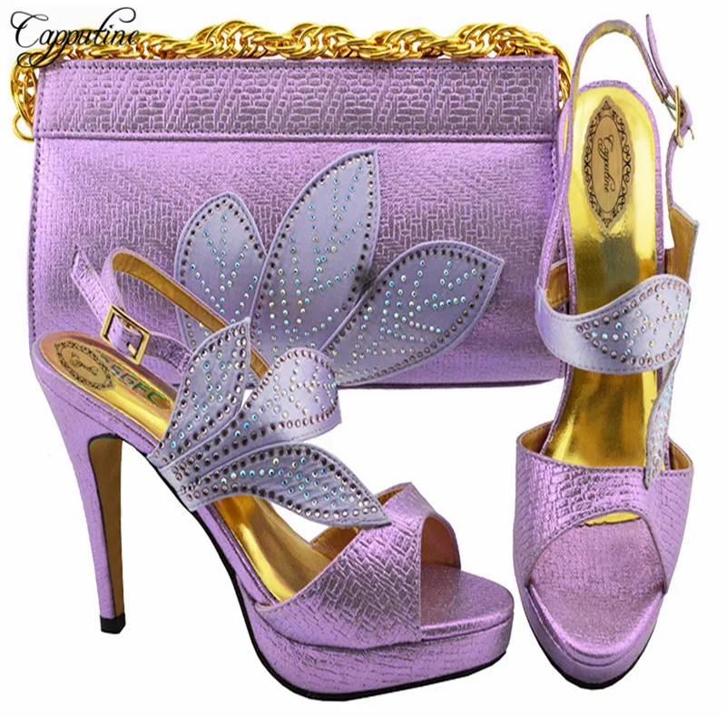 Capputine 2018 Fashion Platform Shoes And Bag Set Decorated With Rhinestone Matching Italian Shoes And Bag For Wedding YK1068