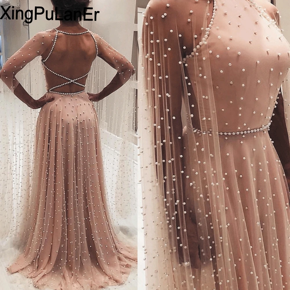 XingPuLanEr Luxury Backless Pearls Off The Shoulder Halter Prom Dresses Beaded Vestido De Festa A line Formal Evening Gowns
XingPuLanEr Luxury Backless Pearls Off The Shoulder Halter Prom Dresses Beaded Vestido De Festa A line Formal Evening Gowns