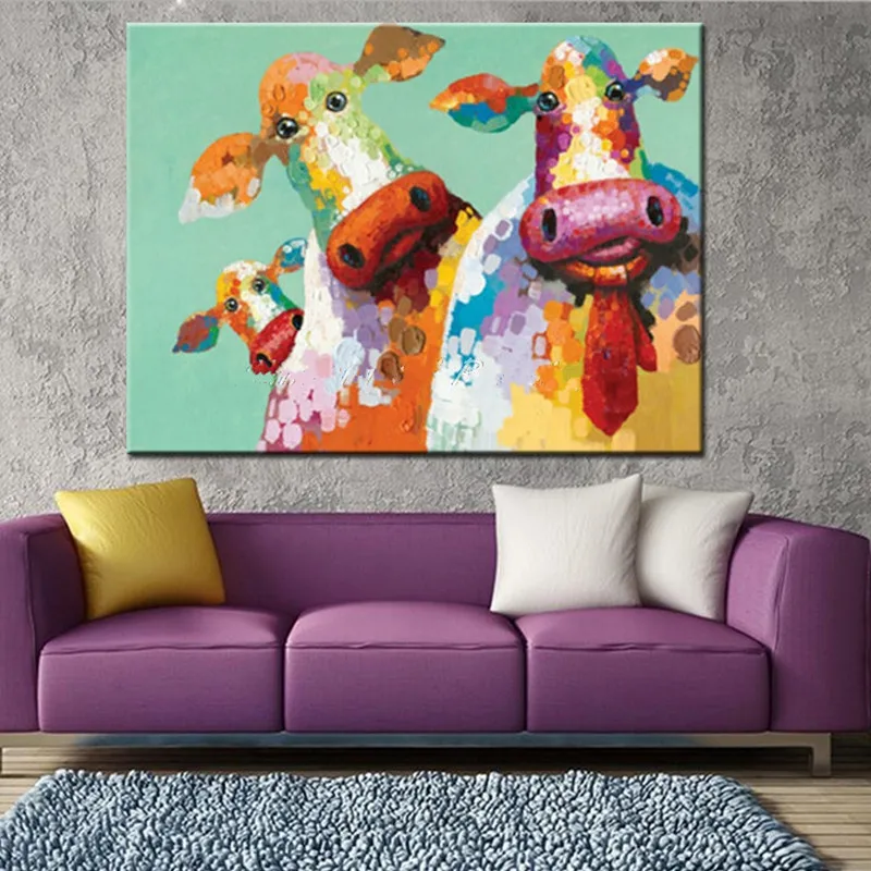 Handpainted Abstract Cartoon Oil Paintings on Canvas Modern Home Decor Wall Art Pictures Large Knife Colorful Dairy Cow Painting
Handpainted Abstract Cartoon Oil Paintings on Canvas Modern Home Decor Wall Art Pictures Large Knife Colorful Dairy Cow Painting