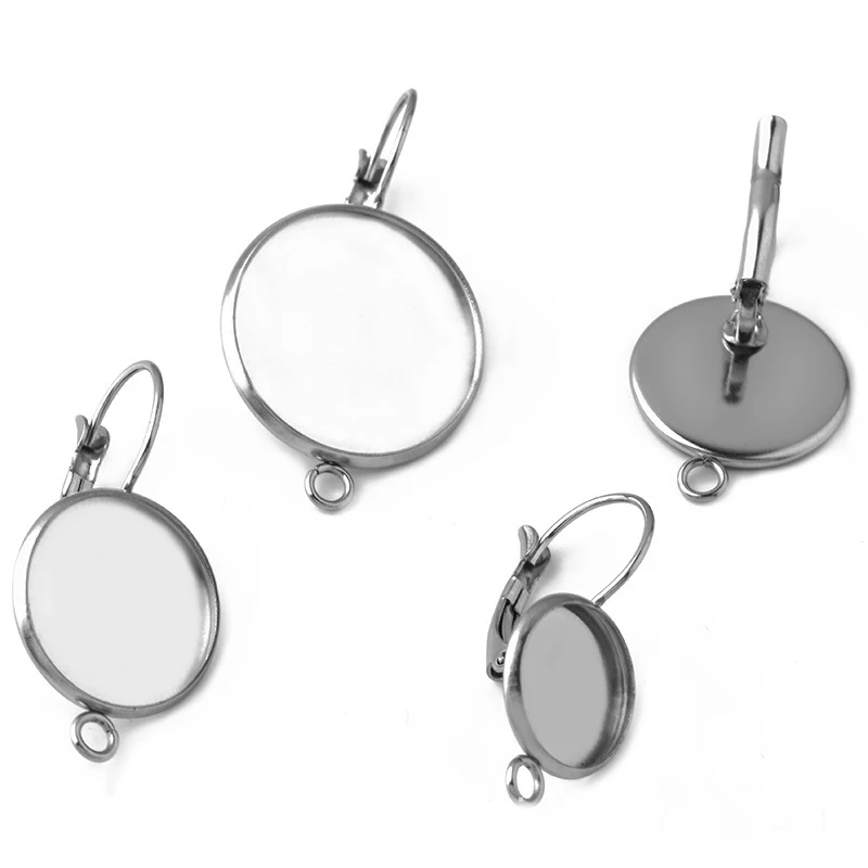 10pcs Size 8/12/14/16/18/20/25mm Stainless Steel Blank French Lever Earring Tray Cabochon Base Settings Cameo Base Jewelry
10pcs Size 8/12/14/16/18/20/25mm Stainless Steel Blank French Lever Earring Tray Cabochon Base Settings Cameo Base Jewelry