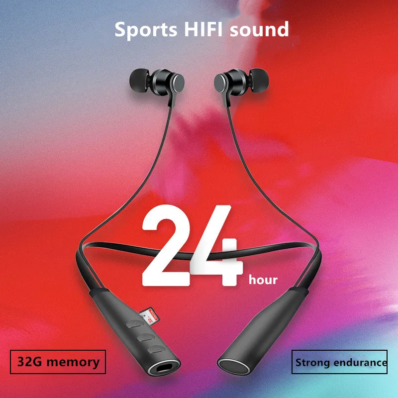 Wireless Bluetooth TF Card Sports Music Headphones Stereo Bass Running Listening Song Earplugs Neckband Large Capacity Long Life
Wireless Bluetooth TF Card Sports Music Headphones Stereo Bass Running Listening Song Earplugs Neckband Large Capacity Long Life
