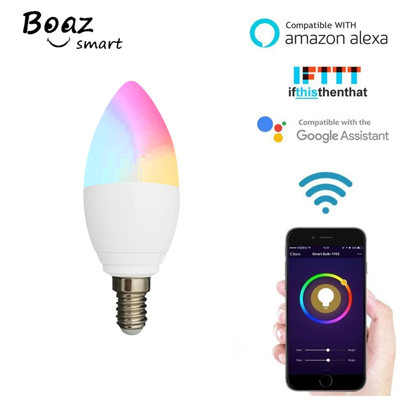 BOAZ E14 Smart LED Candle Light Bulb Smart WiFi Dimmable Bulb Tuya Smartlife APP Remote Control Support Alexa Goole Home IFTTT
BOAZ E14 Smart LED Candle Light Bulb Smart WiFi Dimmable Bulb Tuya Smartlife APP Remote Control Support Alexa Goole Home IFTTT