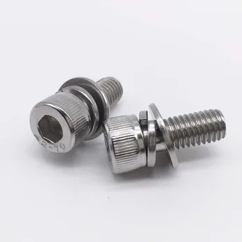Wkooa SEMS Screws M3x8 Socket Head Cap Screws with Washer Stainless Steel Metric Fasteners