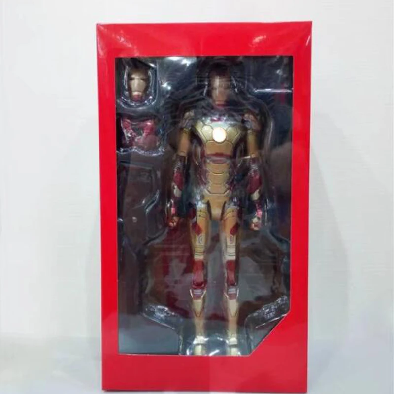LED Light HC Iron Man Mark MK 42 RED x GOLD PVC Action Figure Collectible Model Toy with LED Light 28cm (2)