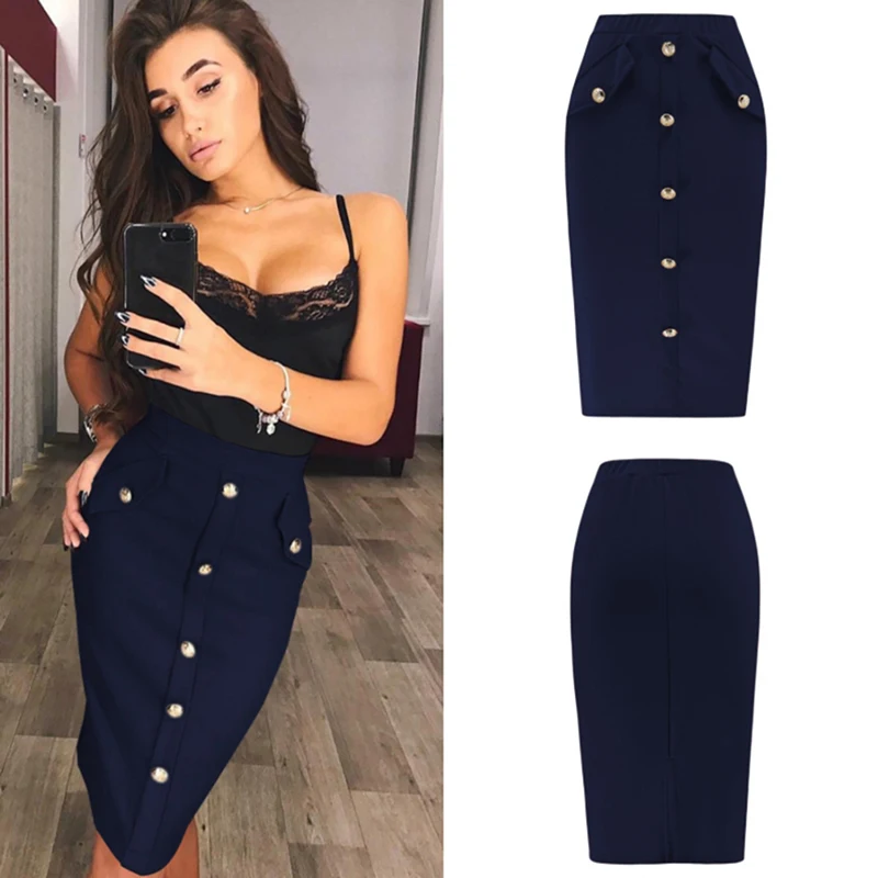 High Waist Knee Length Summer Sexy Open Slit Candy Color Women Midi Pencil Skirt With Button Package Hip Elegant Ladies S To XXL
High Waist Knee Length Summer Sexy Open Slit Candy Color Women Midi Pencil Skirt With Button Package Hip Elegant Ladies S To XXL