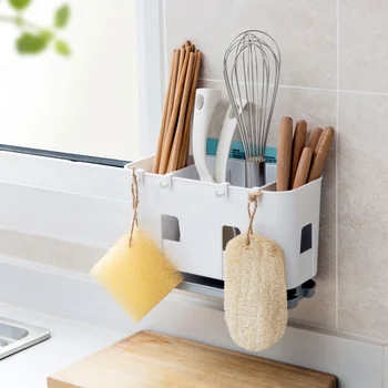 Wall Mounted Hanging Chopsticks Cage Drain Household Chopsticks Rack Kitchen Plastic Spoon Storage Rack Chopsticks Tube 
Wall Mounted Hanging Chopsticks Cage Drain Household Chopsticks Rack Kitchen Plastic Spoon Storage Rack Chopsticks Tube