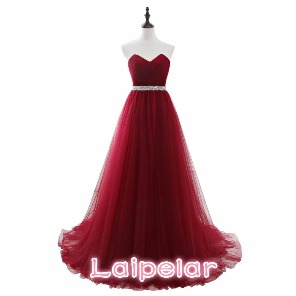 Laipelar Dark Red Dresses Net Pleat Beading Custom Made Lace-up Back Prom Party Gown With Court Train
Laipelar Dark Red Dresses Net Pleat Beading Custom Made Lace-up Back Prom Party Gown With Court Train